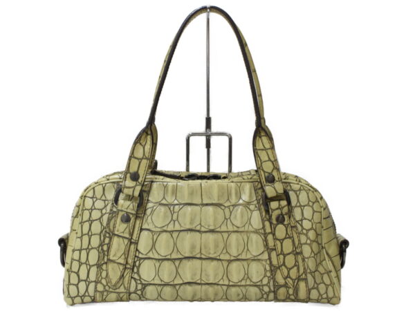 imgrc0098195932 Miu Miu Crocodile Embossed Handbag Leather Yellow