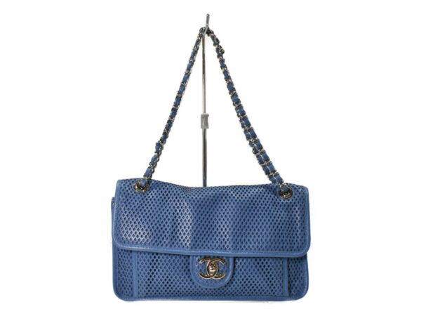 imgrc0098373639 Chanel French Riviera Chain Shoulder Bag Blue Leather