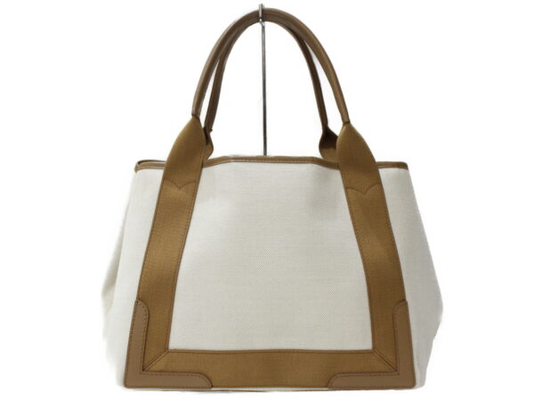 imgrc0098378517 Balenciaga Blue Cabas Canvas Leather Tote Bag White Brown