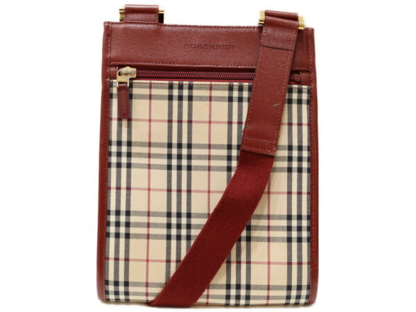 imgrc0098757493 Burberry Nova Check Canvas Leather Shoulder Bag Beige Red