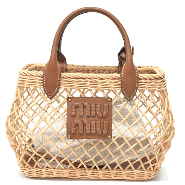 imgrc0099096454 Miu Miu Woven Handbag Basket Bag Brown