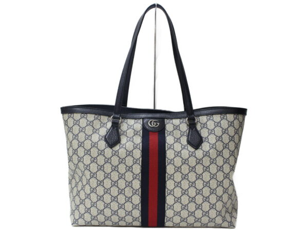 imgrc0099358332 Gucci Ophidia GG Supreme Canvas Medium Tote Bag Beige Blue Brown