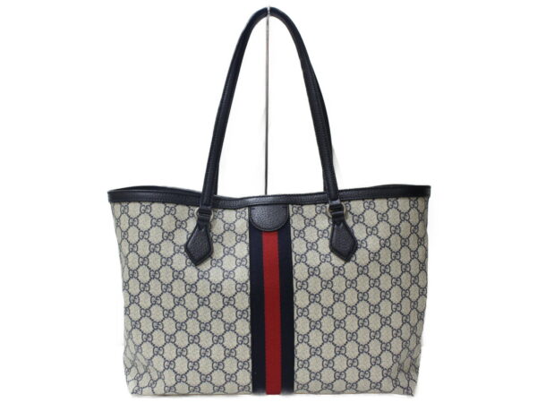 imgrc0099358338 Gucci Ophidia GG Supreme Canvas Medium Tote Bag Beige Blue Brown