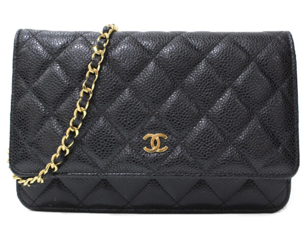 imgrc0099437217 Chanel Matelasse Caviar Skin Chain Wallet Black