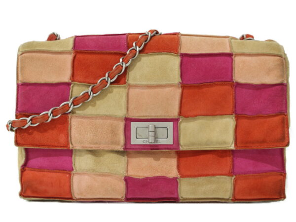 imgrc0099437846 Chanel 255 Patchwork Suede Chain Shoulder Bag Multicolor