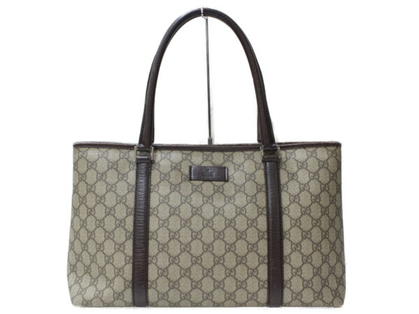 imgrc0099525519 Gucci GG Supreme Canvas Tote Bag Beige Brown