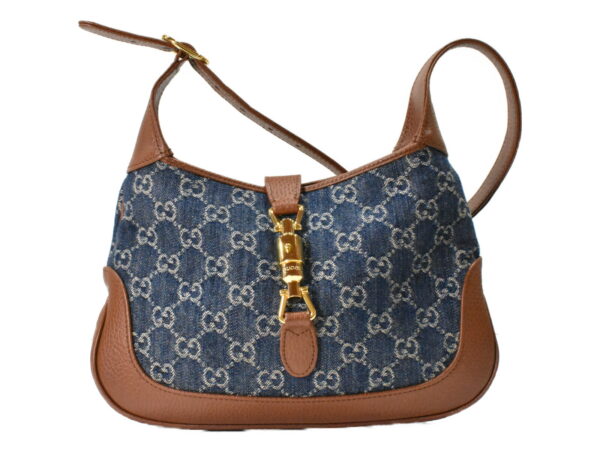 imgrc0100386279 Gucci Jackie 1961 Shoulder Bag GG Jacquard Denim Blue