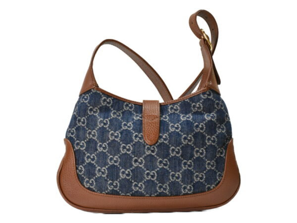 imgrc0100386280 Gucci Jackie 1961 Shoulder Bag GG Jacquard Denim Blue