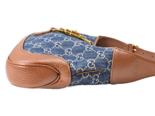 imgrc0100386282 Gucci Jackie 1961 Shoulder Bag GG Jacquard Denim Blue