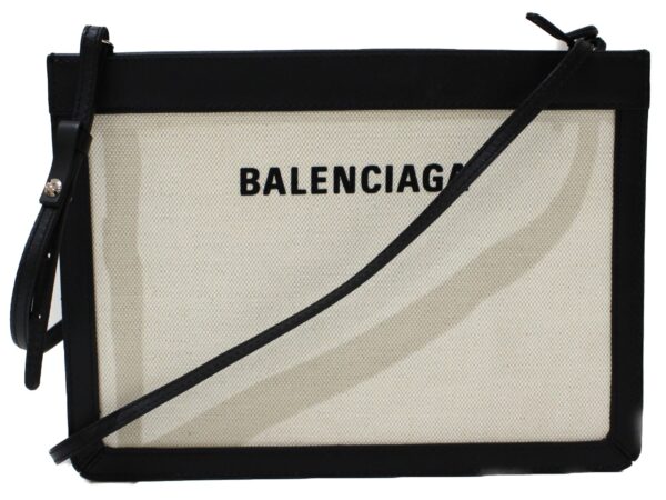 imgrc0100487330 Balenciaga Blue Medium Pochette Canvas Shoulder Bag White Black