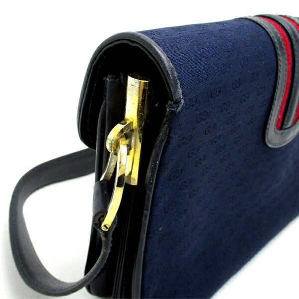 imgrc0120264693 GUCCI Micro GG Sherry Line Shoulder Bag Canvas Navy