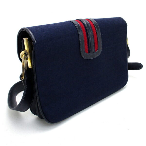 imgrc0120264699 GUCCI Micro GG Sherry Line Shoulder Bag Canvas Navy