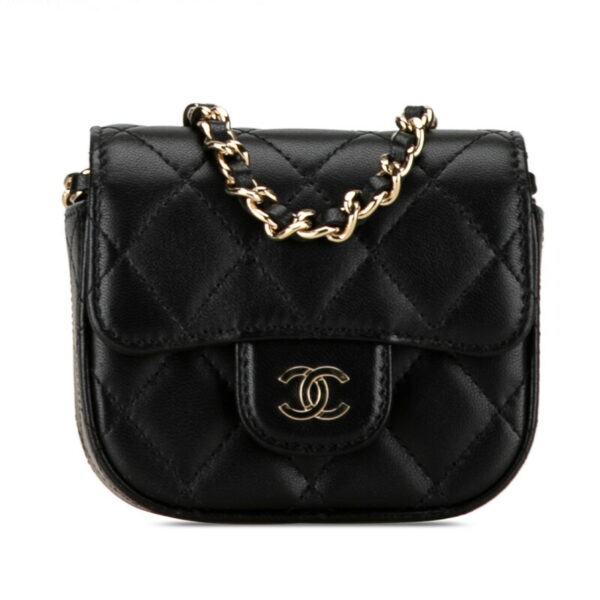 js4cat70fixs6zhu 1 Chanel Mini Matelasse Chain Wallet Bag Lambskin Black