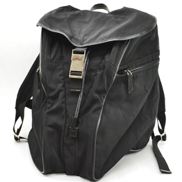 k10013a Gucci Rucksack Nylon Leather Backpack Black