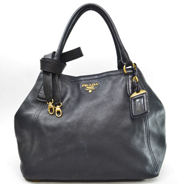 k10066a Prada Leather Shoulder Bag Black