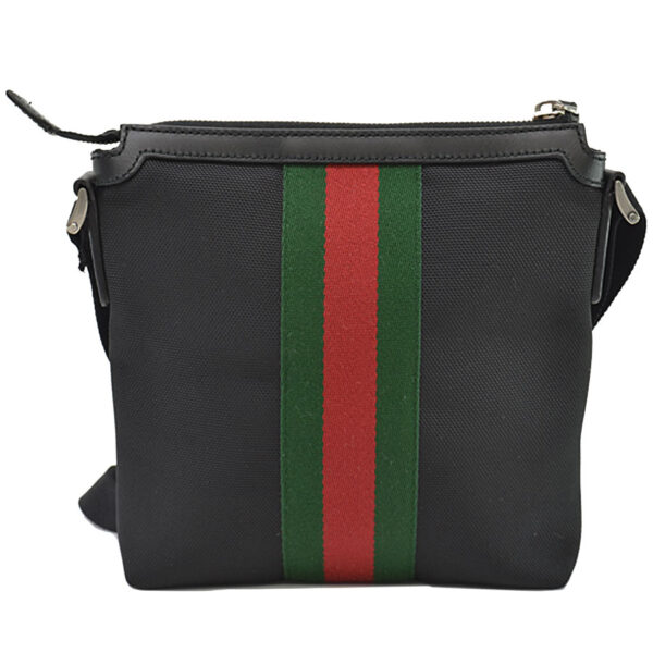 k10238a 1 Gucci Sherry Line Canvas Shoulder Bag Black Green Red