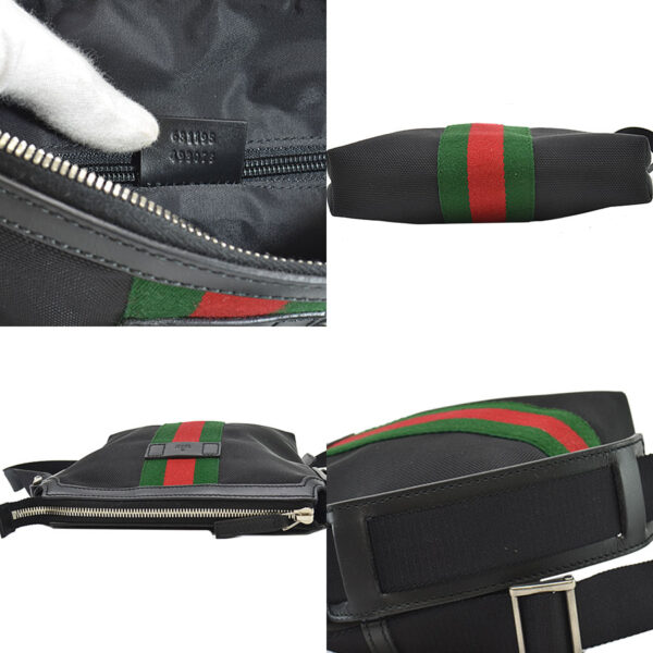 k10238a 4 Gucci Sherry Line Canvas Shoulder Bag Black Green Red