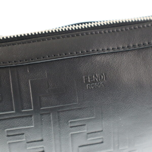 k21 170 6 Fendi Shoulder Bag Leather Zucca Pattern Embossed Black