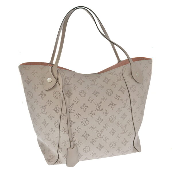 k21 6516 Louis Vuitton Hina MM Tote Bag Monogram Mahina Gray Pink