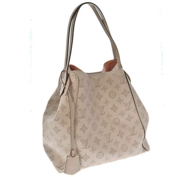 k21 6516 5 Louis Vuitton Hina MM Tote Bag Monogram Mahina Gray Pink