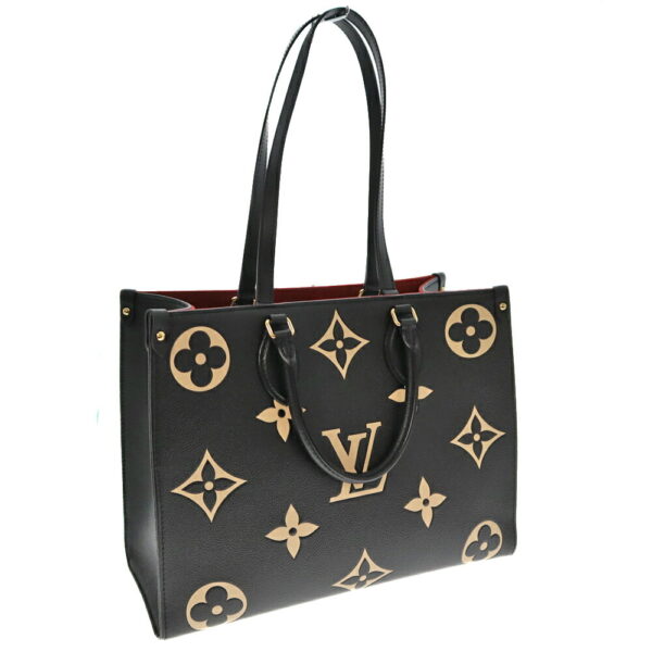 k21 6604 9 Louis Vuitton On the Go MM Tote Bag Embossed Black Beige