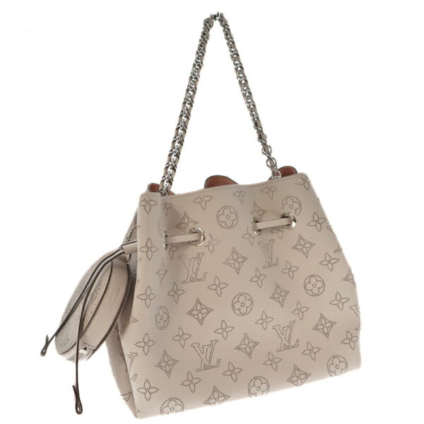 k21 6983 Louis Vuitton Bella Drawstring Handbag Monogram Mahina Gray Pink