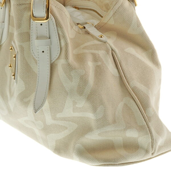 k21 804 3 Louis Vuitton Taisienne PM Handbag Canvas Leather White Beige