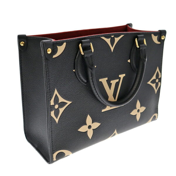 k22 388 2 Louis Vuitton On the Go PM Tote Bag Embossed Black Beige