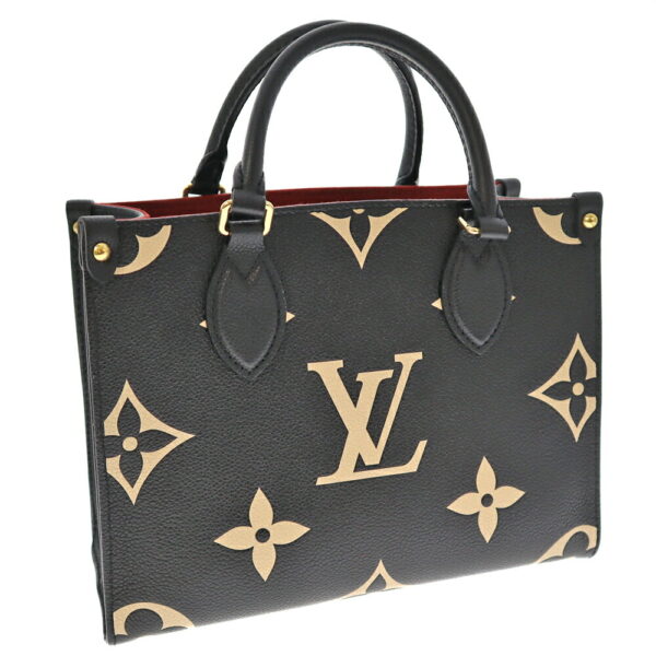 k22 388 Louis Vuitton On the Go PM Tote Bag Embossed Black Beige