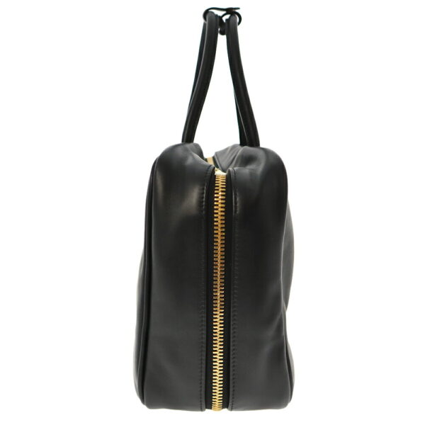 k23 1344 3 Miu Miu Leather Top Handle Bowling Bag Black