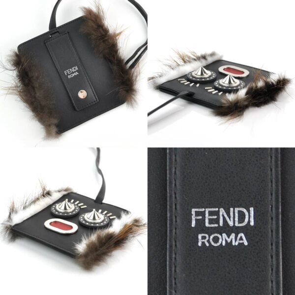 k9125 1 Fendi Charm Leather Fur Black Red White Brown