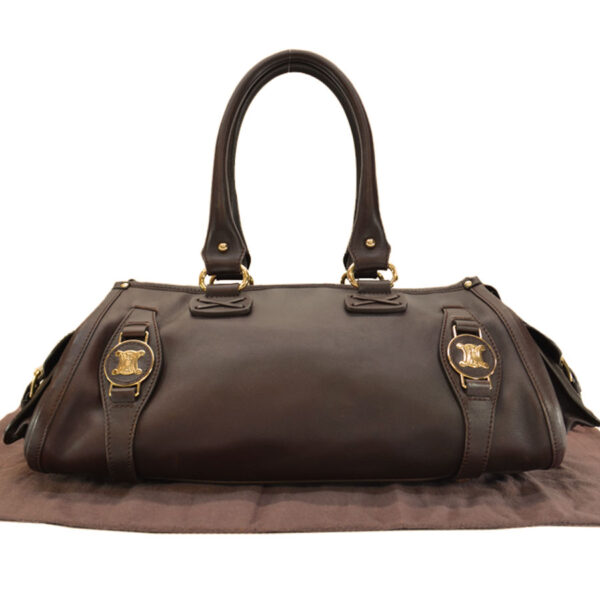 k9162 Celine Shoulder Bag Leather Chocolate Brown