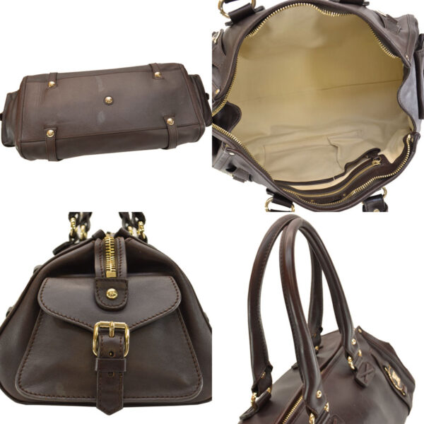 k9162 1 Celine Shoulder Bag Leather Chocolate Brown