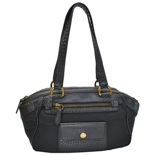 k9282 Prada Triangle Leather Nylon Shoulder Bag Black