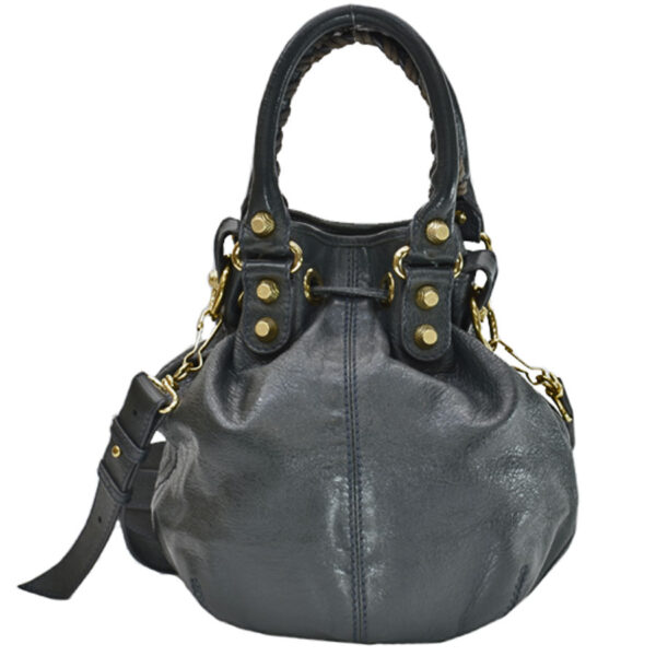 k9327 2 Balenciaga Leather Handbag Charcoal Gray