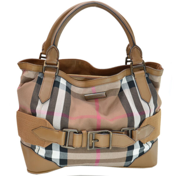 k9329 Burberry Nova Check Canvas Leather Shoulder Bag Brown Beige