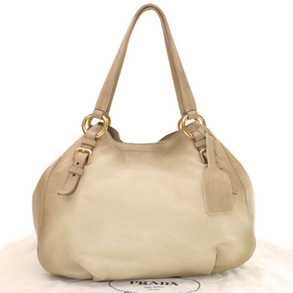 k9337 2 Prada Leather Shoulder Bag Mocha Brown