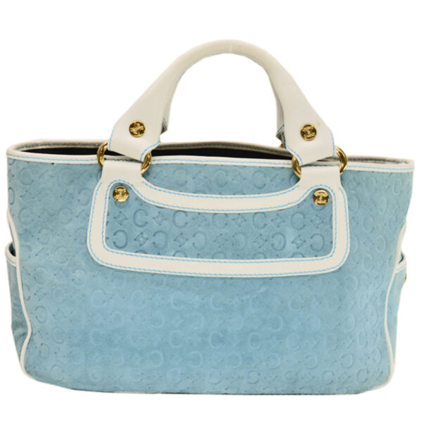 k9347 Celine Boogie Bag Leather Suede Blue White