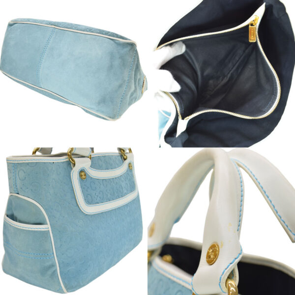 k9347 1 Celine Boogie Bag Leather Suede Blue White