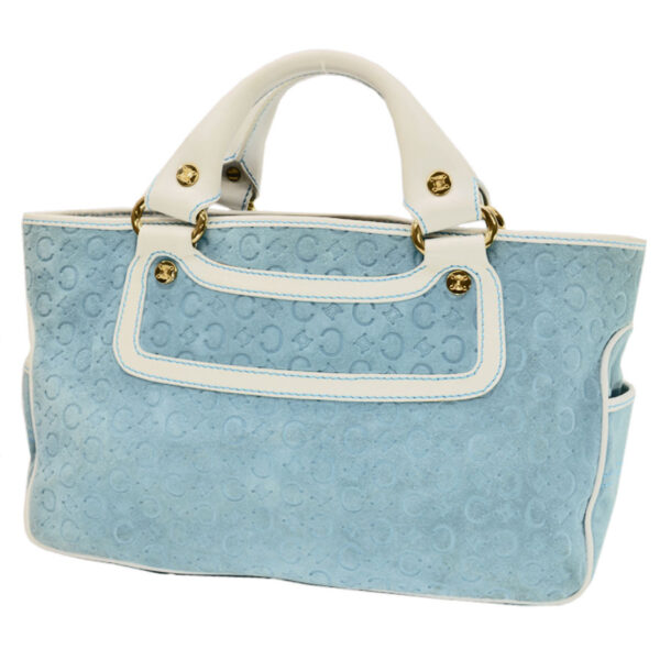 k9347 2 Celine Boogie Bag Leather Suede Blue White