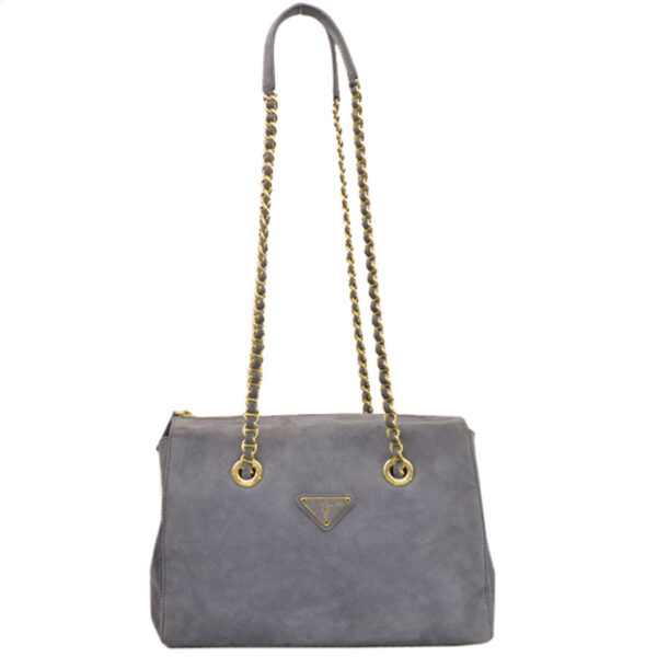 k9402 Prada Triangle Suede Shoulder Bag Gray