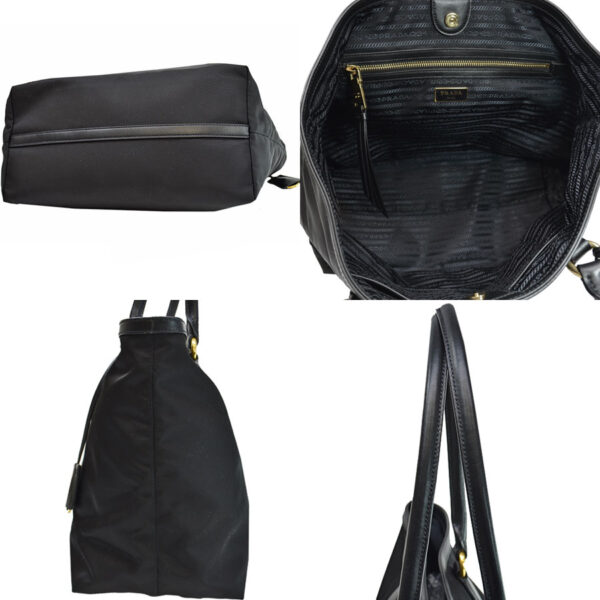 k9455a 1 Prada Nylon Leather Shoulder Bag Black