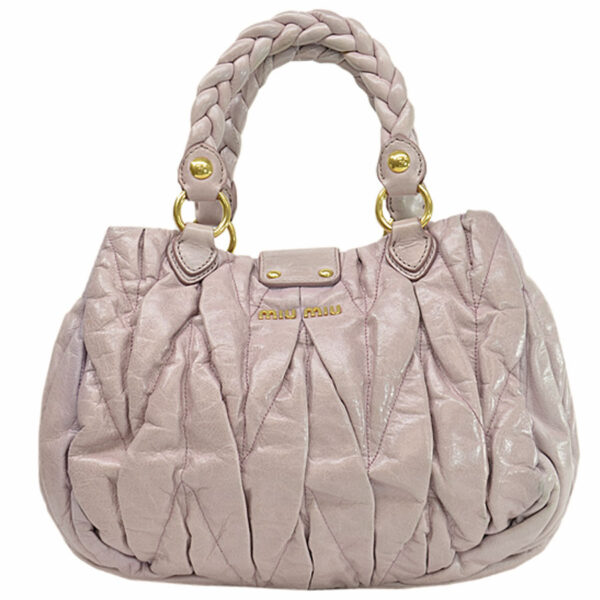 k9482d 2 Miu Miu Handbag Shoulder Bag 2Way Bag Matelasse Leather Pink Beige