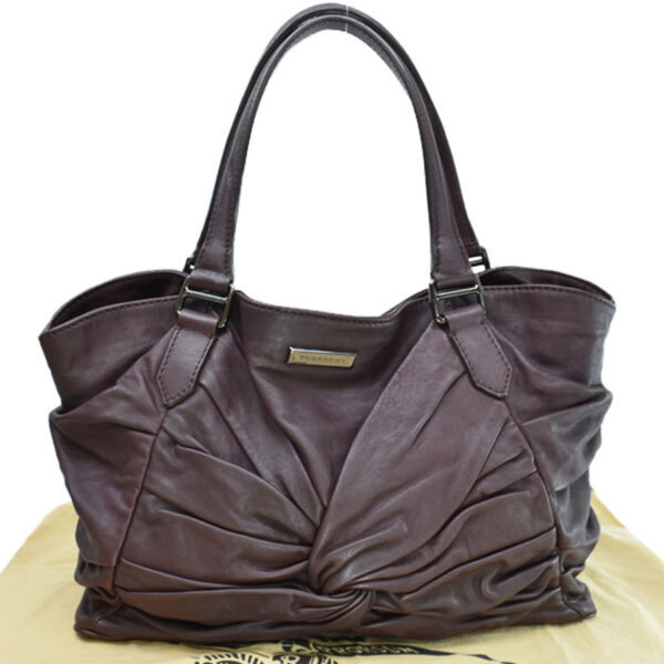 k9612a Burberry Leather Handbag Shoulder Bag Brown Metal