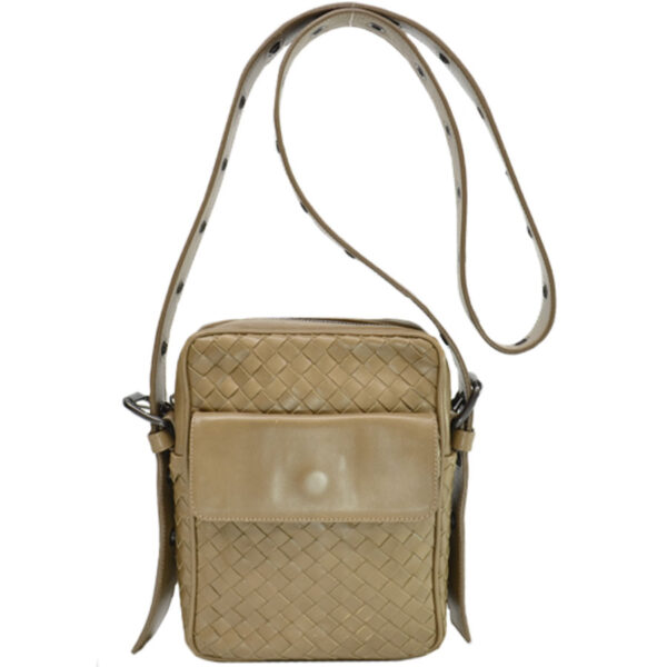 k9613c Bottega Veneta Intrecciato Leather Crossbody Shoulder Bag Khaki