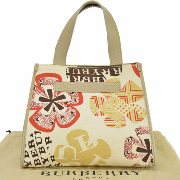 k9626a Burberry Canvas Leather Tote Bag Beige Multicolor