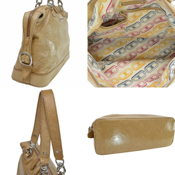 k9627a 1 Celine Shoulder Bag Patent Leather Beige