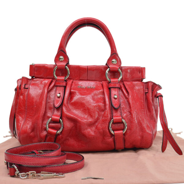 k9669f Miu Miu Bag Leather Red Shoulder Bag