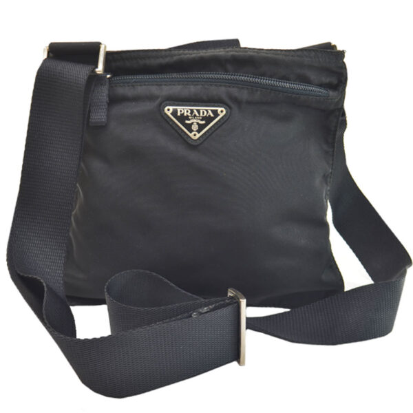 k9743e Prada Triangle Nylon Shoulder Bag Black