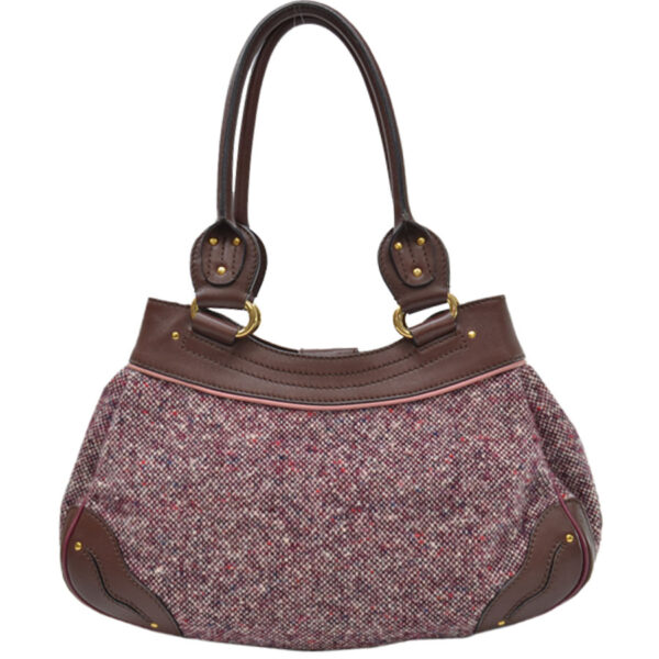 k9875a 2 Celine Shoulder Bag Leather Wool Bordeaux